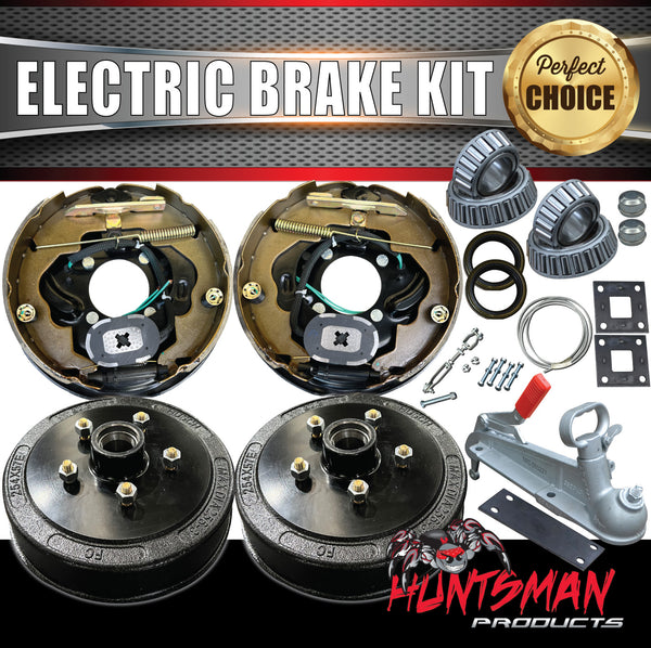 10" 5 Stud Trailer Caravan Electric Drum Brake & Coupling Kit