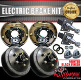 10" Trailer Caravan Electric Drum Brake Kit + 45mm Square Slimline Stub Axles & Mounts