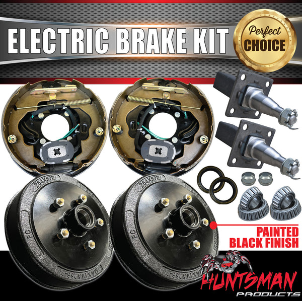 10" Trailer Caravan Electric Drum Brake Kit + 45mm Square Slimline Stub Axles & Mounts