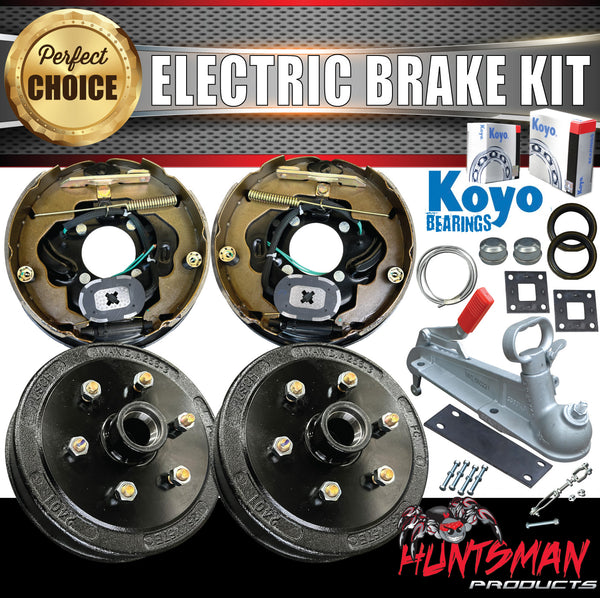 10" 6 Stud Trailer Caravan Electric Drum Brake & Coupling Kit + Japanese Koyo Bearings