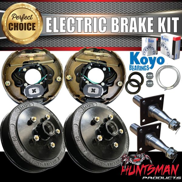 10" 5 Stud Trailer Caravan Electric Brake Kit & 45mm Sleeve Stub Axles + Japanese Koyo Bearings
