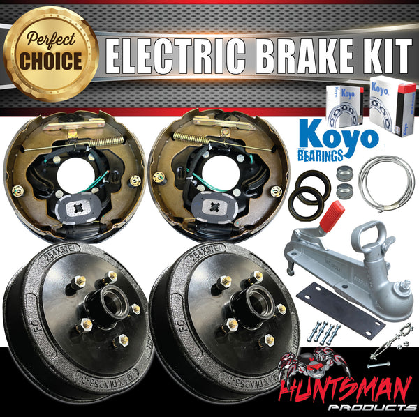 10" 5 Stud Trailer Caravan Electric Drum Brake & Coupling Kit + Japanese Koyo Bearings