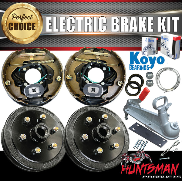 10" 6 Stud Trailer Caravan Electric Drum Brake & Coupling Kit + Japanese Koyo Bearings