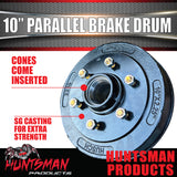 2X Trailer Caravan 10" Drums 6 Stud Landcruiser Pattern Parallel Bearings L68149
