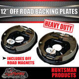 4x 12" Off Road Trailer Caravan Electric Brake Backing Plates & Park Brake Lever