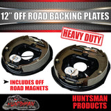 2x 12" Off Road Trailer Caravan Electric Brake Backing Plates & Park Brake Lever