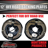 4x 12" Off Road Trailer Caravan Electric Brake Backing Plates & Park Brake Lever