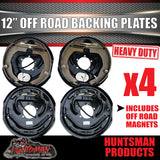 4x 12" Off Road Trailer Caravan Electric Brake Backing Plates & Park Brake Lever