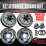 12" 2 Tonne Trailer Caravan Electric Drum Brake Kit + 2000KG Stub Axles & Mounts