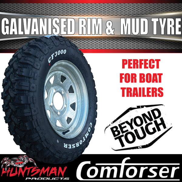 13x4 Ford Galvanised Boat Trailer Rim & 165/80R13 LT Comforser Mud Tyre