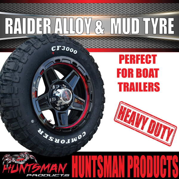 13x5 Ford Stud Red Band Raider Trailer Alloy Rim & 165/80R13 LT Comfor ...