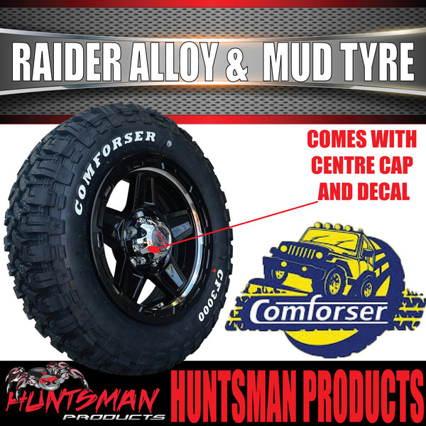 13x5 Ford Stud Silver Band Raider Trailer Alloy Rim & 165/80R13 LT Comforser Mud Tyre