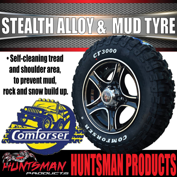 13X5 Ford Pattern Stealth Trailer Alloy Rim & 165/80R13 LT Comforser Mud Tyre