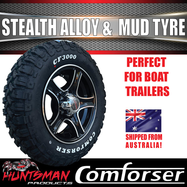 13x5 HT Holden Stealth Trailer Alloy Rim & 165/80R13 LT Comforser Mud Tyre