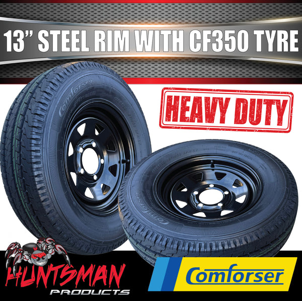 13x4.5 & 175R13C Black Sunraysia HT Holden Trailer Caravan Wheel Rim & Comforser CF350 Tyre 175