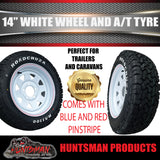 14x6 & 175/70R14 LT RA1100 Ford Stud White Trailer Caravan Wheel Rim & All Terrain Tyre 10ply