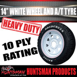 14x6 & 175/70R14 LT RA1100 Ford Stud White Trailer Caravan Wheel Rim & All Terrain Tyre 10ply