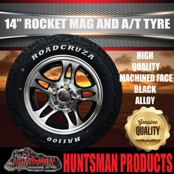 14x6 & 175/70R14 LT RA1100 Ford Stud Rocket Trailer Caravan Mag Wheel Rim & All Terrain Tyre