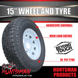 15X6 White Ford Caravan Trailer Off Steel Wheel Rim & 31x10.5R15 L/T 6 Ply Tyre 31"