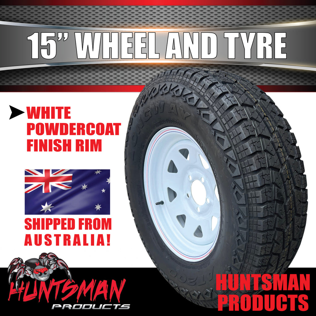Caravan Rims 15X6 Ford 5 Stud White Caravan Trailer Wheel & 235/75R15 L/T 10PLY A/T ...