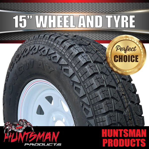 15X6 White Ford Caravan Trailer Off Steel Wheel Rim & 31x10.5R15 L/T 6 Ply Tyre 31