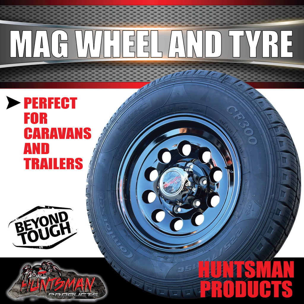 15" 6 Stud Trailer Caravan Baby Mongrel Alloy Mag Wheel Rim & 195R15C Tyre