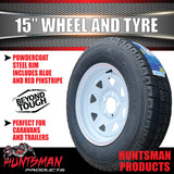 15" FORD PATTERN WHITE STEEL RIM & 195R15C TYRE. 195 15