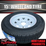 15" FORD PATTERN WHITE STEEL RIM & 195R15C TYRE. 195 15