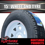 15" FORD PATTERN WHITE STEEL RIM & 195R15C TYRE. 195 15