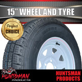 15" FORD PATTERN WHITE STEEL RIM & 195R15C TYRE. 195 15