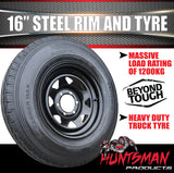 16x6" Plant Trailer Black 6 Stud Steel Rim & 7:50R16 L/T Truck Tyre 1200kg
