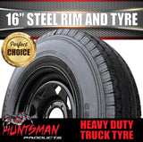 16x6" Plant Trailer Black 6 Stud Steel Rim & 7:50R16 L/T Truck Tyre 1200kg