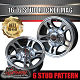 16" 6 Stud Rocket Caravan Trailer Alloy Mag Rim & 225/75R16 LT RA1100 AT TYRE