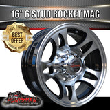 16" 6 Stud Rocket Caravan Trailer Alloy Mag Rim & 225/75R16 LT RA1100 AT TYRE