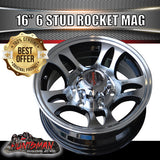 16" 6 Stud Rocket Caravan Trailer Alloy Mag Rim & 225/75R16 LT RA1100 AT TYRE