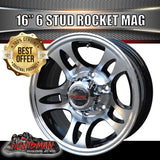 16" 6 Stud Rocket Caravan Trailer Alloy Mag Rim & 225/75R16 LT RA1100 AT TYRE