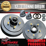 2x 12" 2 Tonne 5 Stud Electric Trailer Brake Drums & Bearings 30210 & 15123.  Huntsman & Alko Style