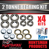 x4 Koyo 2000Kg Trailer Caravan Bearing Kits 25580 & 15123 Suit Dexter 2T Drums
