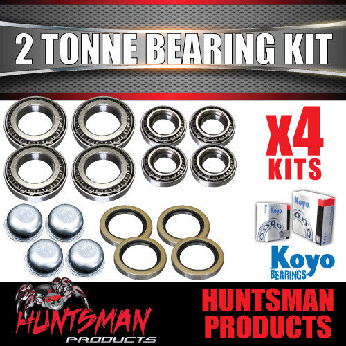 x4 Koyo 2000Kg Trailer Caravan Bearing Kits 25580 & 15123 Suit Dexter 2T Drums