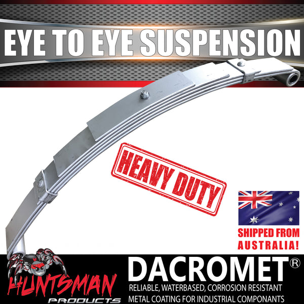1x 5 Leaf Dacromet/Galvanised 60mm x 6mm Eye to Eye Trailer Caravan Spring 690Kg Ea