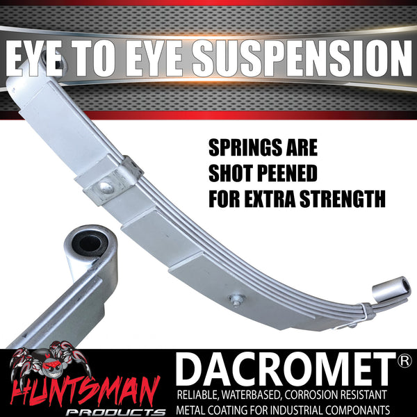 2x Galvanised Dacromet 60mm x 6mm Trailer Caravan 5 Leaf Eye to Eye Springs 1380kg Rated.  Shot Peened.