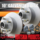 2x HT Holden 10" Trailer Caravan Galvanised Dacromet Disc Hubs & LM Holden Bearings