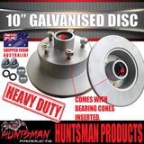 2x HT Holden 10" Trailer Caravan Galvanised Dacromet Disc Hubs & LM Holden Bearings