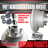 2x HT Holden 10" Trailer Caravan Galvanised Dacromet Disc Hubs & LM Holden Bearings