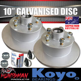 2X 10" HQ Holden Trailer Caravan Galvanised Dacromet Discs & KOYO SL Slimline Bearings