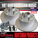 2x HT Holden 10" Trailer Caravan Galvanised Dacromet Disc Hubs & LM Holden Bearings