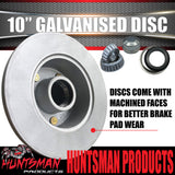 2x HT Holden 10" Trailer Caravan Galvanised Dacromet Disc Hubs & LM Holden Bearings