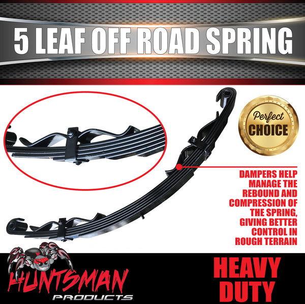 1x 5 Leaf Off Road Trailer Caravan Camper spring 1200Kg (per pair) with Rebound Straps. Shot Peened