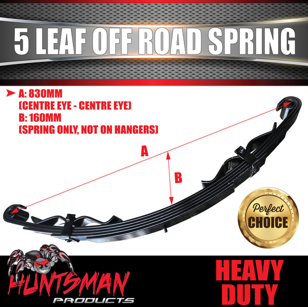 1x 5 Leaf Off Road Trailer Caravan Camper spring 1200Kg (per pair) with Rebound Straps. Shot Peened