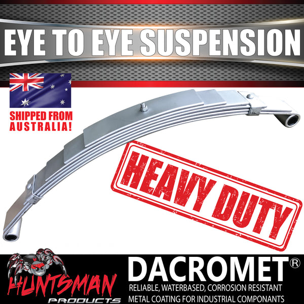 1x 6 Leaf Dacromet/Galvanised 60mm x 6mm Eye to Eye Trailer Caravan Spring 750Kg Ea